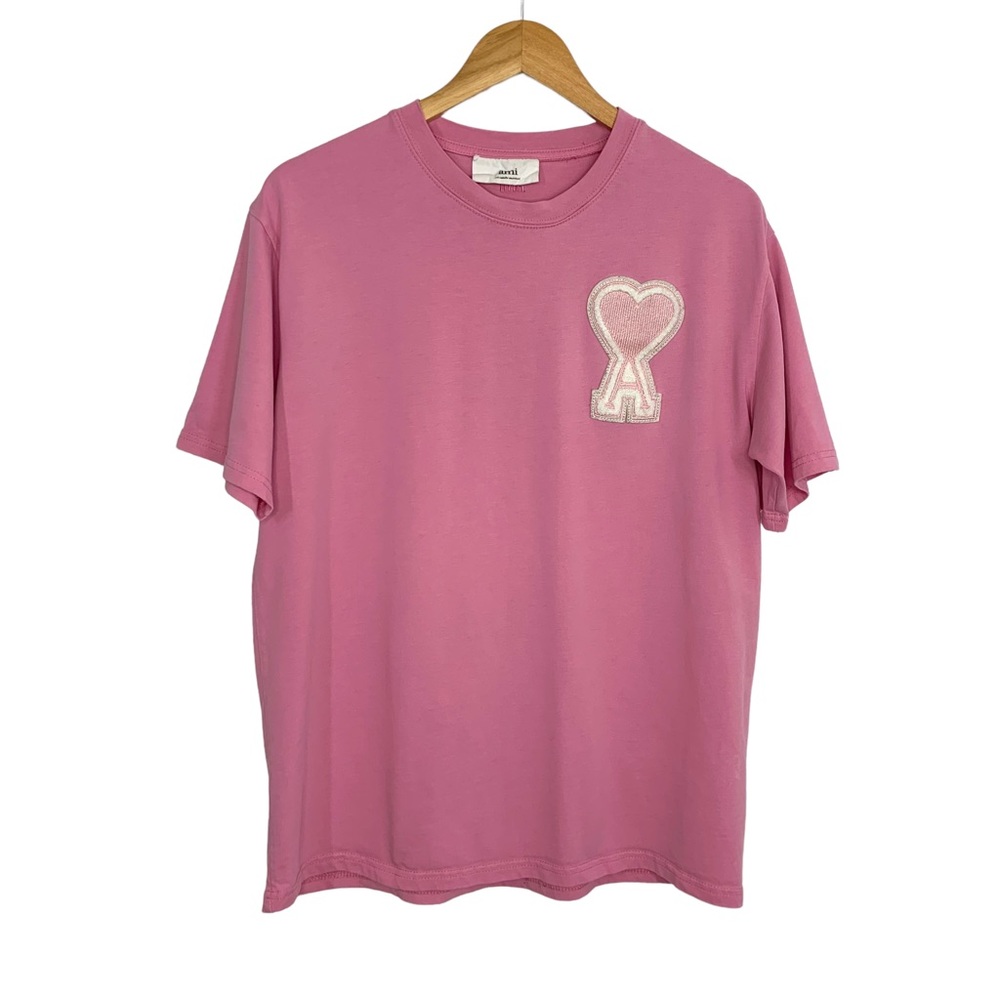 AMI De Coeur Alexandre Mattiussi Short Sleeve Shirt Sz Large Pink Patch Heart